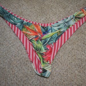 Hawaiian and striped print bikini bottom